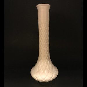 VTG Hoosier Milk Glass Vase Diamond Cut Pattern